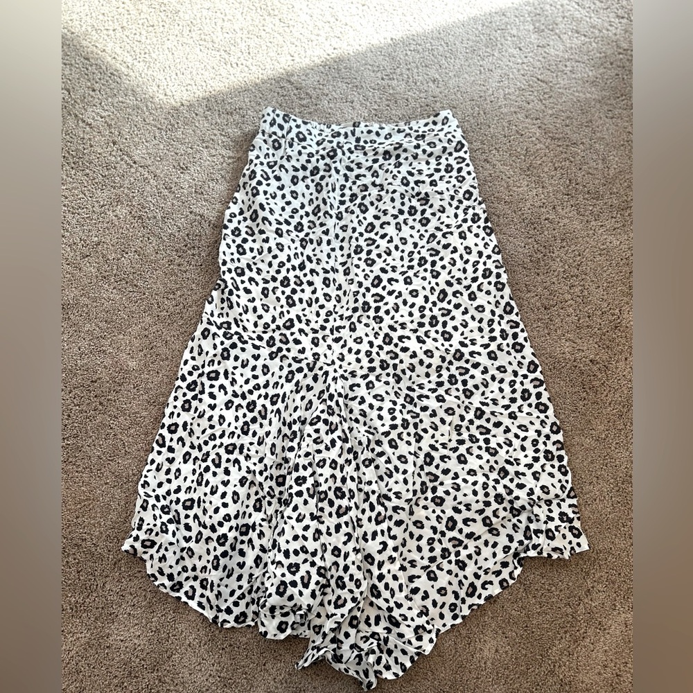 Black and White Maxi A-Line Skirt with Asymmetrical Ruffles